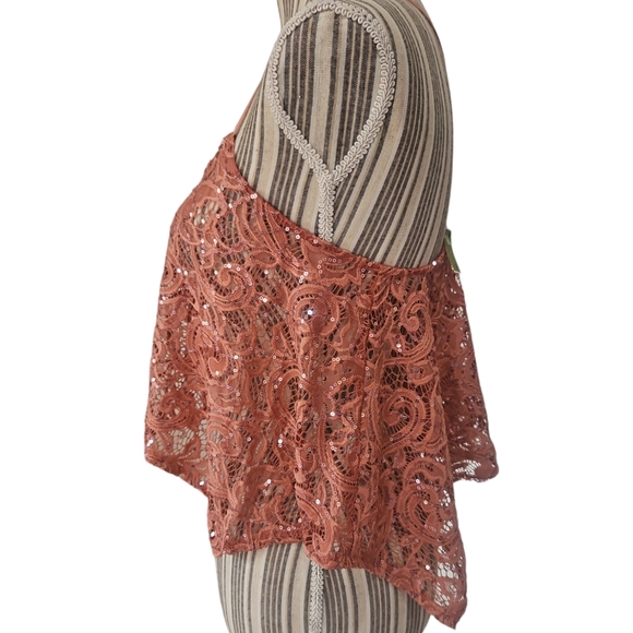 Free People Intimately Women Sequin Flowy Lace Crop Top/Tank Top Size XS/TP - Picture 7 of 11